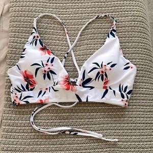 Shein swim top floral criss-cross large NWT